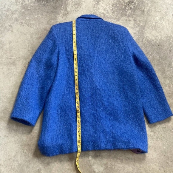 Wayne Stuart Blazer Womens Sz 10 Blue Wool Mohair Vtg Double Breasted Mid Length - Picture 5 of 7